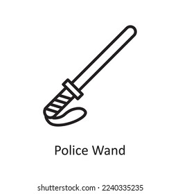 Police wand Vector Outline Icon Design illustration. Law Enforcement Symbol on White background EPS 10 File