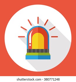 police warning lights flat icon