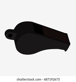Police whistle isolated on white. Flat vector stock illustration.