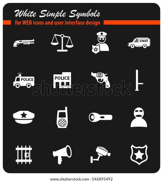 police white simple symbols for web icons and user\
interface design