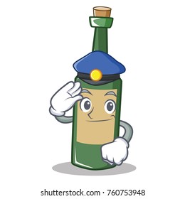 Police wine bottle character cartoon