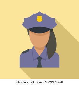 Police woman border icon. Flat illustration of police woman border vector icon for web design