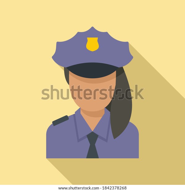 Police woman border icon. Flat\
illustration of police woman border vector icon for web\
design