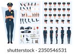 Police Woman Cartoon Character creation with Emotions, Lip-sync, Gestures, Police Equipment for Animation and Rigging