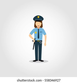 Police Woman Character Design Vector. Flat Style Design