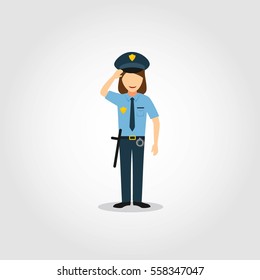 Police Woman Character Design Vector. Flat Style Design