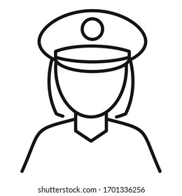 Police woman icon. Outline police woman vector icon for web design isolated on white background