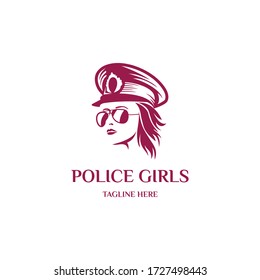 Police Woman Logo Design. Awesome A Police Woman Silhoutte. A Police Woman Logotype.