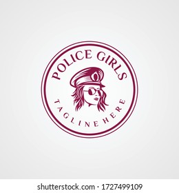 Police Woman Logo Design. Awesome A Police Woman Silhoutte. A Police Woman Logotype.