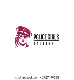 Police Woman Logo Design. Awesome A Police Woman Silhoutte. A Police Woman Logotype.