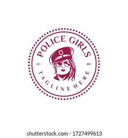 Police Woman Logo Design. Awesome A Police Woman Silhoutte. A Police Woman Logotype.