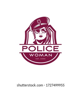 Police Woman Logo Design. Awesome A Police Woman Silhoutte. A Police Woman Logotype.