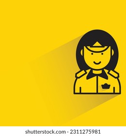 police woman with shadow on yellow background