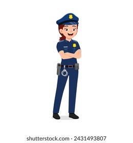 police woman standing with arm folded