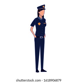 police woman standing icon over white background, vector illustration