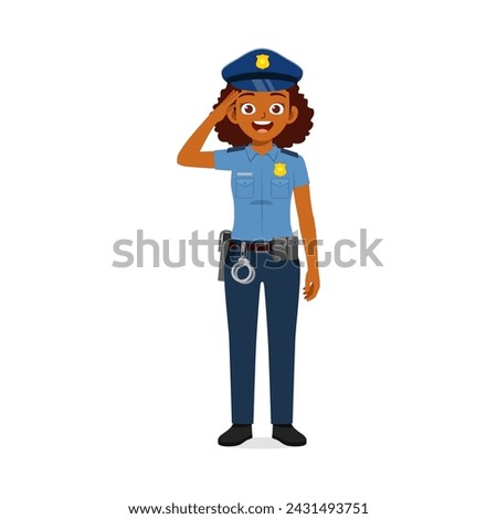 police woman standing and show salute pose