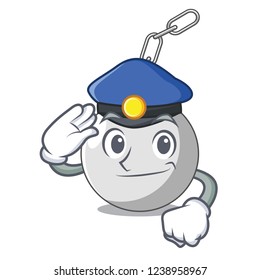 Police wrecking shattering ball on wall cartoon