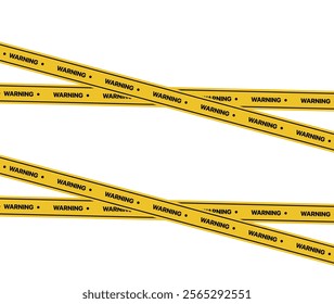 Police yellow tapes. Seamless striped security ribbons. Set warning tapes lines for restriction of criminal accident zones. Barrier borders for crime places on white background. Vector illustration.