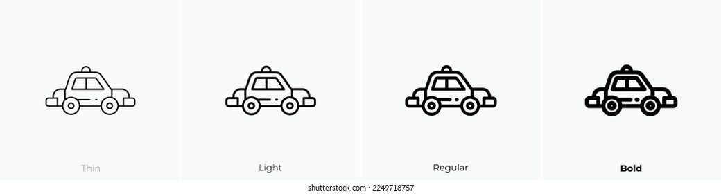 police-car icon. Thin, Light Regular And Bold style design isolated on white background