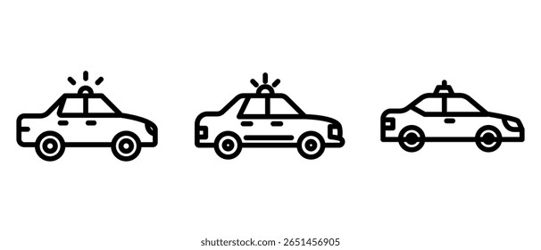 police-car outline or line icon design bundle.