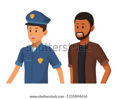 policeman and afroamerican man