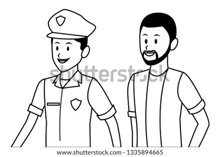 policeman and afroamerican man