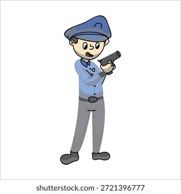Policía apuntando una Ilustración vectorial de arma de fuego