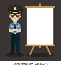 Policeman In American Cop Uniform