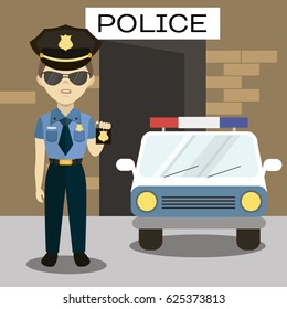 Policeman In American Cop Uniform