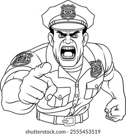 A policeman angry police man cartoon character cop illustration