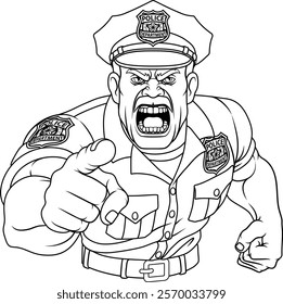 A policeman angry police man cartoon character cop illustration