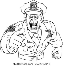 A policeman angry police man cartoon character cop illustration