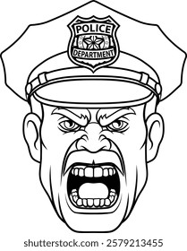 A policeman angry police man cartoon character cop illustration