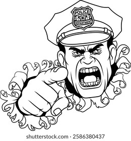 A policeman angry police man cartoon character cop illustration