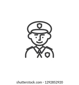 Policeman avatar character line icon. 