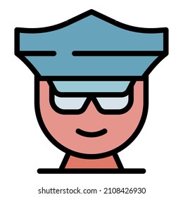 Policeman avatar icon. Outline policeman avatar vector icon color flat isolated