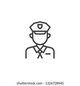 Policeman avatar line icon. linear style sign for mobile concept and web design. Police officer cop outline vector icon. Faceless people avatar symbol, logo illustration. Pixel perfect vector graphics