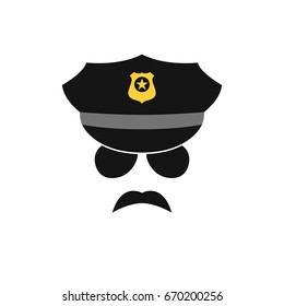 Policeman avatar. Police officer icon. Vector illustration.