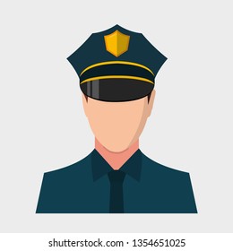 policeman avatar vector illustration in flat style