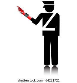 policeman with a baton hand