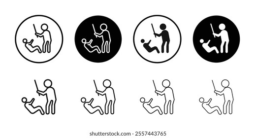 Policeman beating Protest icon logo sign set vector outline