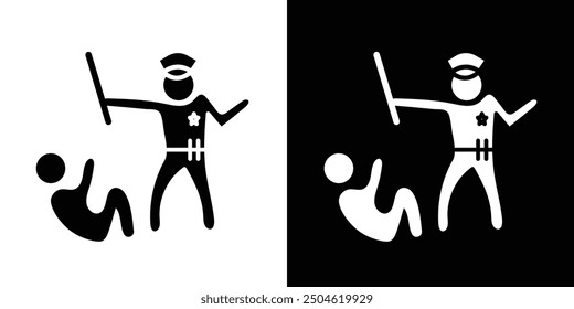 Policeman beating Protest icon Symbol mark in filled style