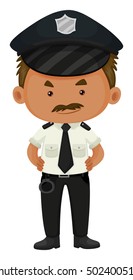Policeman in black and white uniform illustration