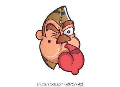 Policeman blowing the whistle. Vector Illustration. Isolated on white background.