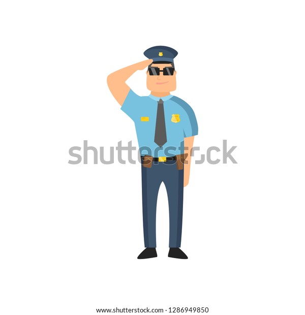 Policeman Blue Uniform Police Badge Cap Stock Vector (Royalty Free ...