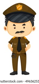 Policeman in brown uniform illustration