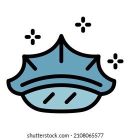 Policeman cap icon. Outline policeman cap vector icon color flat isolated