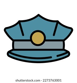 Policeman cap icon outline vector. Police equipment. Officer badge