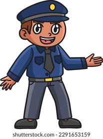 Policeman Cartoon Colored Clipart Illustration