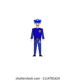 policeman cartoon illustration. Element of profession cartoon icon for mobile concept and web apps. Colored policeman flat illustration can be used for web and mobile. Premium icon on white background